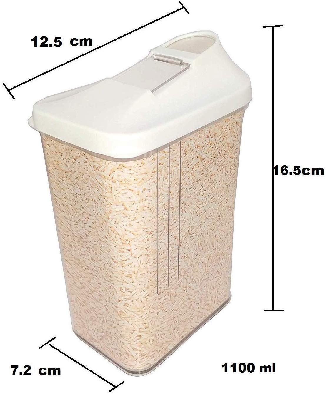 Battlane Plastic Cereals, Rice & Pulses Storage Jar Set of 12 - 1100 ml